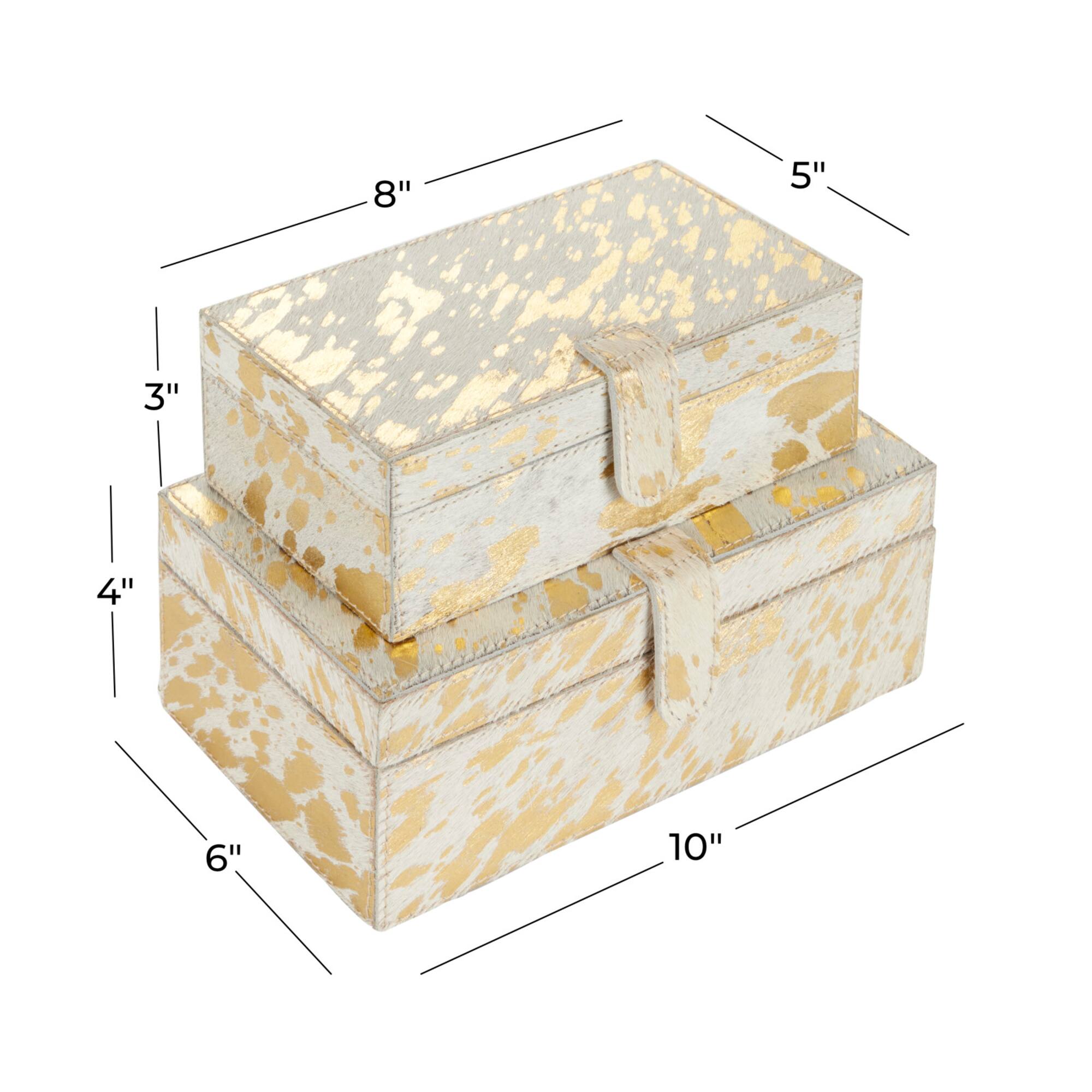 White & Gold Leather Rustic Box Set